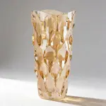 Vaso Decorativo Vidro Halley Âmbar Flor Mesa Centro Arranjos Ambar Relevo