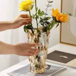 Vaso Decorativo Vidro Halley Âmbar Flor Mesa Centro Arranjos Ambar Relevo