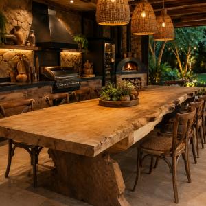 Mesa Rústica em Madeira Maciça – 3 Metros